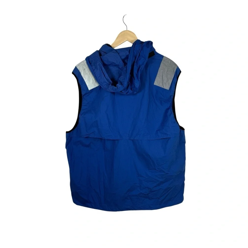 VINTAGE RARE 90s RL Polo Jeans Ripstop Nylon Hooded Vest Blue XL